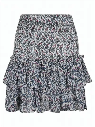 Isabel Marant Floral Midi Skirt With Fitted Waistband In Multi