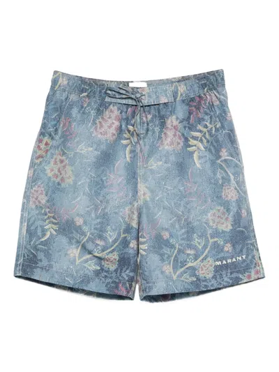 Isabel Marant Floral-print Beachwear Shorts In Blue