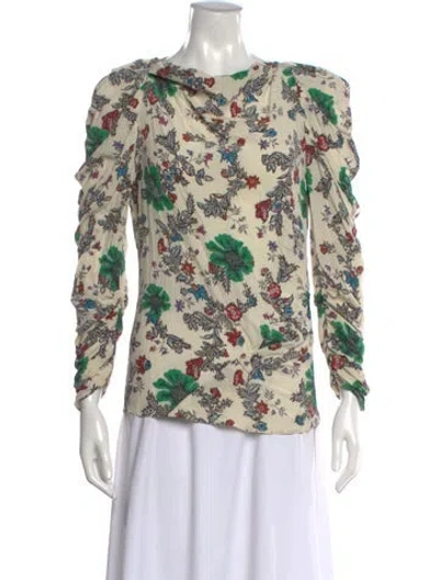 Pre-owned Isabel Marant Floral Print Cowl Neck Top In Green