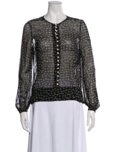 Pre-owned Isabel Marant Floral Print Crew Neck Blouse In Black