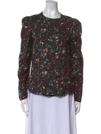 Pre-owned Isabel Marant Floral Print Crew Neck Blouse In Black