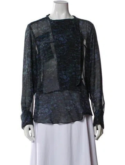 Pre-owned Isabel Marant Floral Print Crew Neck Blouse In Black