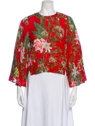 Pre-owned Isabel Marant Floral Print Crew Neck Blouse In Blue