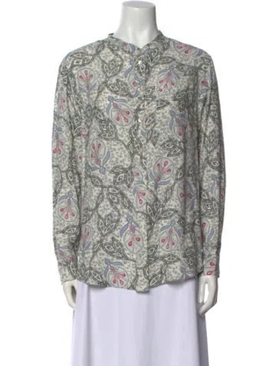 Pre-owned Isabel Marant Floral Print Crew Neck Blouse In Gray