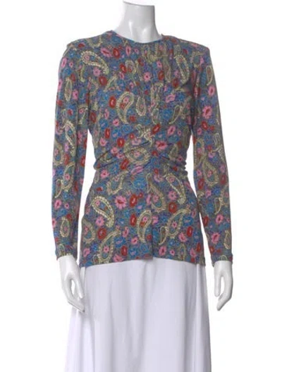 Pre-owned Isabel Marant Floral Print Crew Neck Blouse In Multi