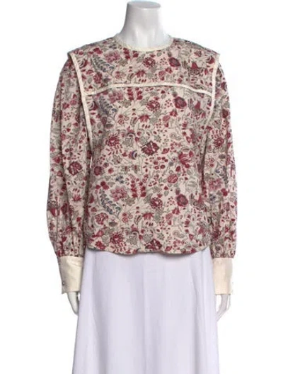 Pre-owned Isabel Marant Floral Print Crew Neck Blouse In Neutral