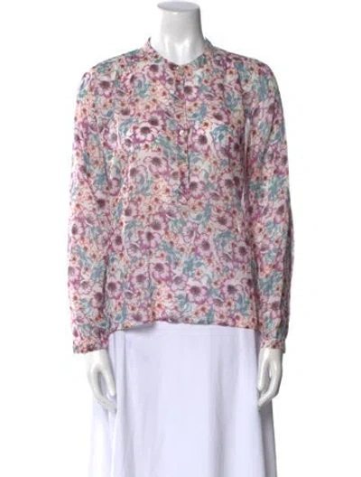 Pre-owned Isabel Marant Floral Print Crew Neck Blouse In Neutral