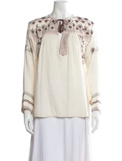 Pre-owned Isabel Marant Floral Print Crew Neck Blouse In Neutral