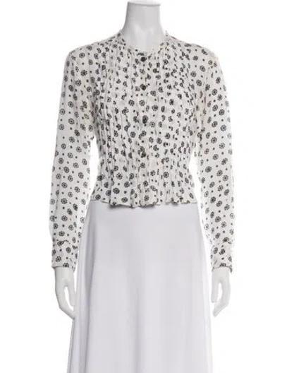 Pre-owned Isabel Marant Floral Print Crew Neck Blouse In White
