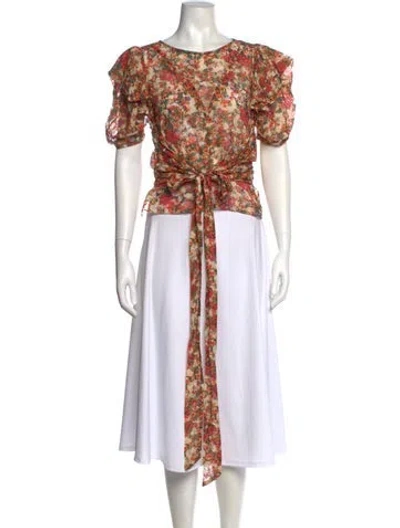 Pre-owned Isabel Marant Floral Print Crew Neck Crop Top In Neutral