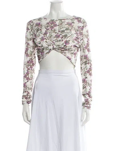 Pre-owned Isabel Marant Floral Print Crew Neck Crop Top In White