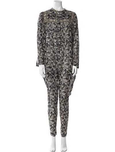 Pre-owned Isabel Marant Floral Print Crew Neck Jumpsuit In Blue