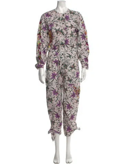 Pre-owned Isabel Marant Floral Print Crew Neck Jumpsuit In Pink