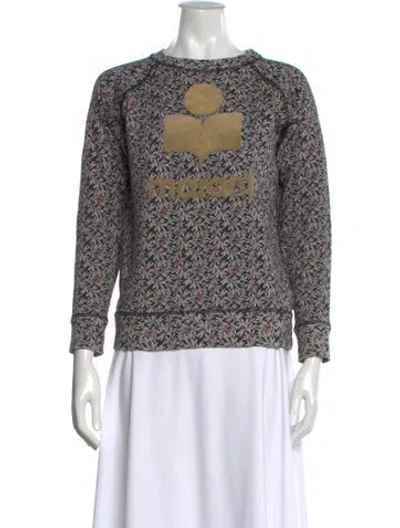 Pre-owned Isabel Marant Floral Print Crew Neck Sweatshirt In Black