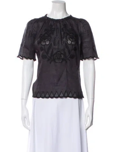 Pre-owned Isabel Marant Floral Print Crew Neck Top In Black