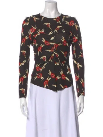 Pre-owned Isabel Marant Floral Print Crew Neck Top In Black
