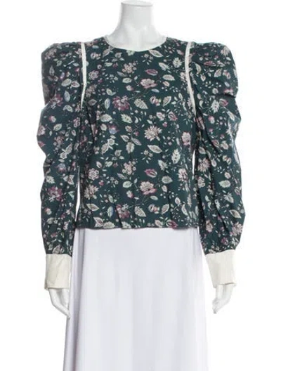 Pre-owned Isabel Marant Floral Print Crew Neck Top In Blue