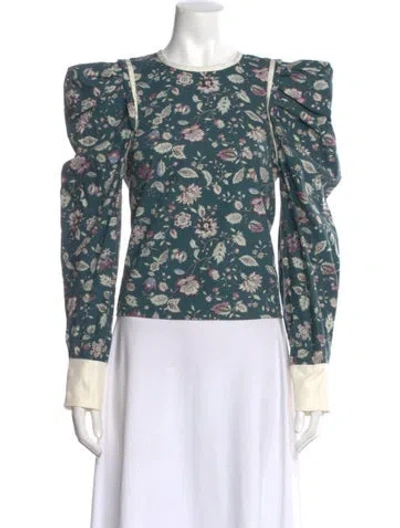 Pre-owned Isabel Marant Floral Print Crew Neck Top In Blue