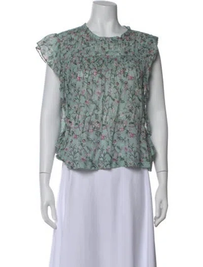 Pre-owned Isabel Marant Floral Print Crew Neck Top In Blue