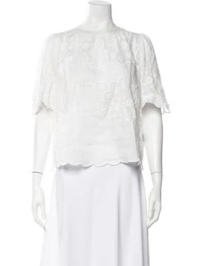 Pre-owned Isabel Marant Floral Print Crew Neck Top In White