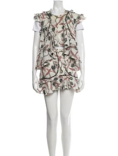 Pre-owned Isabel Marant Floral Print Cutout Accent Skirt Set In Neutral
