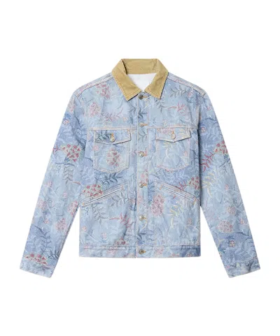 Isabel Marant Jango Floral-patern Corduroy-collar Jacket In Blue