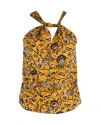 Isabel Marant Floral Print Halter Top In Yellow Cotton In Yellow