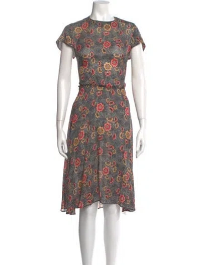 Pre-owned Isabel Marant Floral Print Knee-length Dress In Black