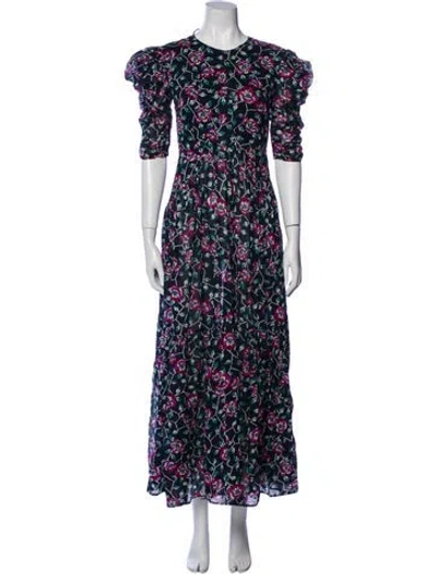 Pre-owned Isabel Marant Floral Print Long Dress In Black