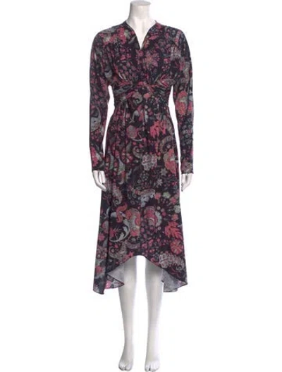 Pre-owned Isabel Marant Floral Print Long Dress In Black