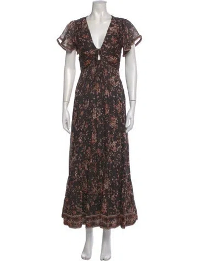 Pre-owned Isabel Marant Floral Print Long Dress In Black