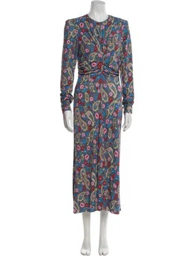Pre-owned Isabel Marant Floral Print Long Dress In Blue