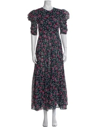 Pre-owned Isabel Marant Floral Print Long Dress In Blue