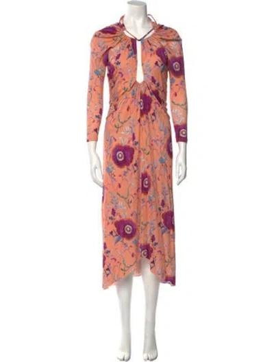 Pre-owned Isabel Marant Floral Print Long Dress In Orange