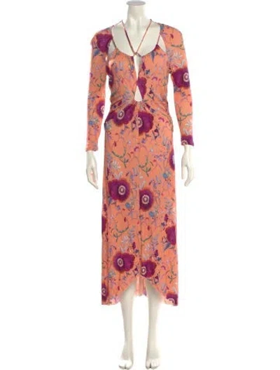 Pre-owned Isabel Marant Floral Print Long Dress In Orange
