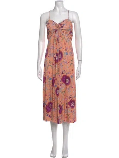 Pre-owned Isabel Marant Floral Print Long Dress In Orange