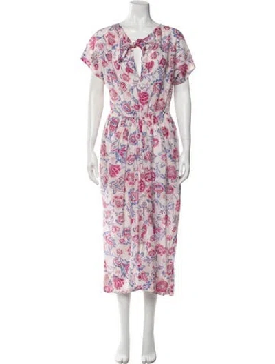 Pre-owned Isabel Marant Floral Print Long Dress In Pink