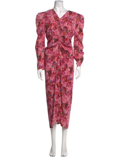 Pre-owned Isabel Marant Floral Print Long Dress In Pink