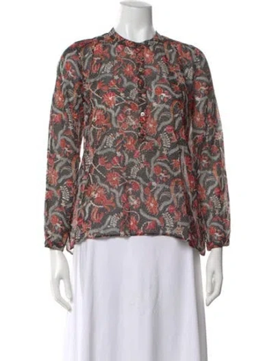 Pre-owned Isabel Marant Floral Print Long Sleeve Blouse In Black