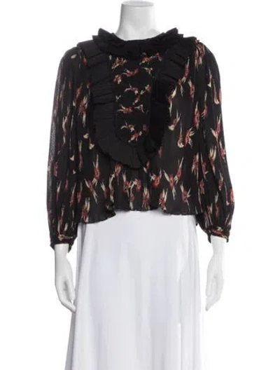 Pre-owned Isabel Marant Floral Print Long Sleeve Blouse In Black
