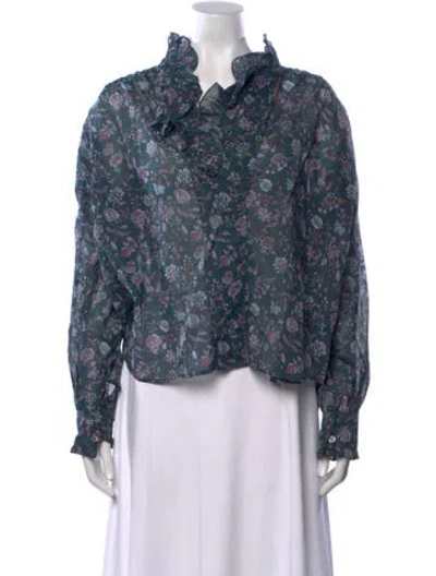 Pre-owned Isabel Marant Floral Print Long Sleeve Blouse In Blue