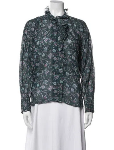 Pre-owned Isabel Marant Floral Print Long Sleeve Blouse In Blue