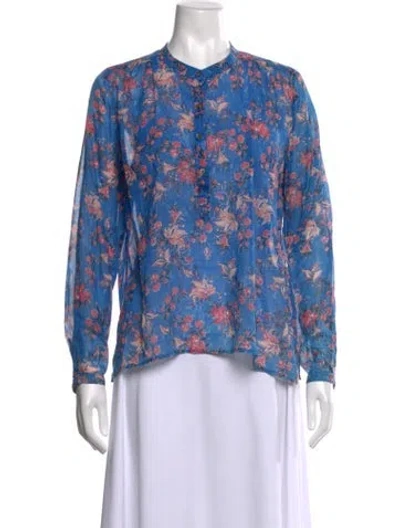 Pre-owned Isabel Marant Floral Print Long Sleeve Blouse In Blue