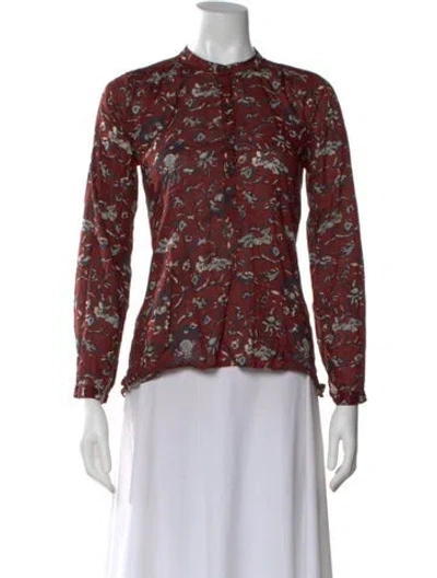 Pre-owned Isabel Marant Floral Print Long Sleeve Blouse In Brown
