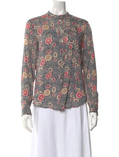 Pre-owned Isabel Marant Floral Print Long Sleeve Blouse In Gray