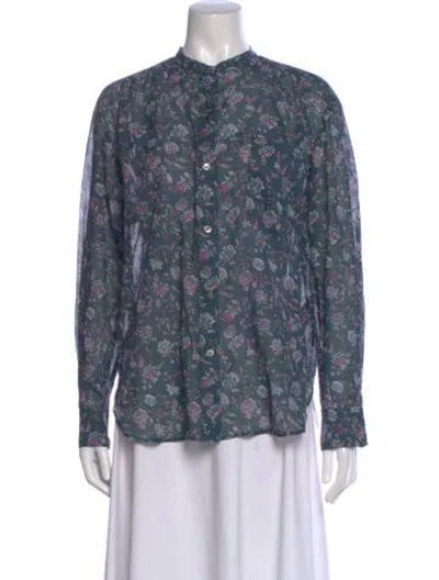Pre-owned Isabel Marant Floral Print Long Sleeve Blouse In Green