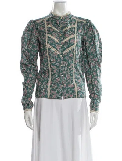 Pre-owned Isabel Marant Floral Print Long Sleeve Blouse In Green