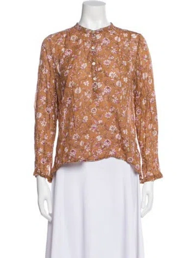 Pre-owned Isabel Marant Floral Print Long Sleeve Blouse In Orange