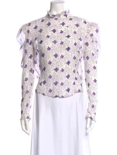 Pre-owned Isabel Marant Floral Print Long Sleeve Blouse In Purple