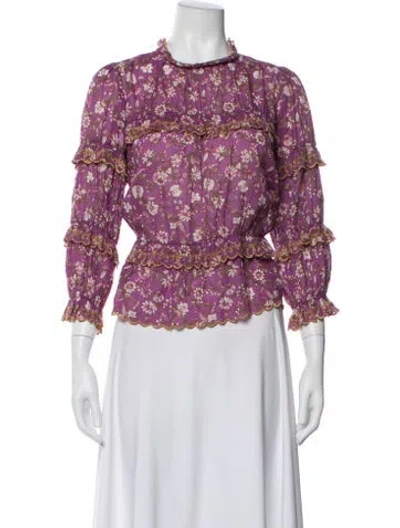 Pre-owned Isabel Marant Floral Print Long Sleeve Blouse In Purple